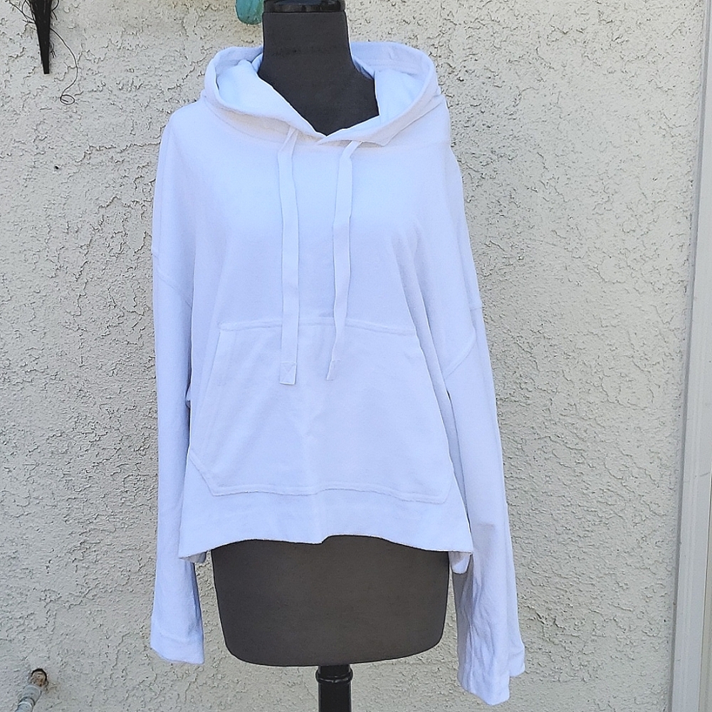 Vince white terry long sleeve hoodie